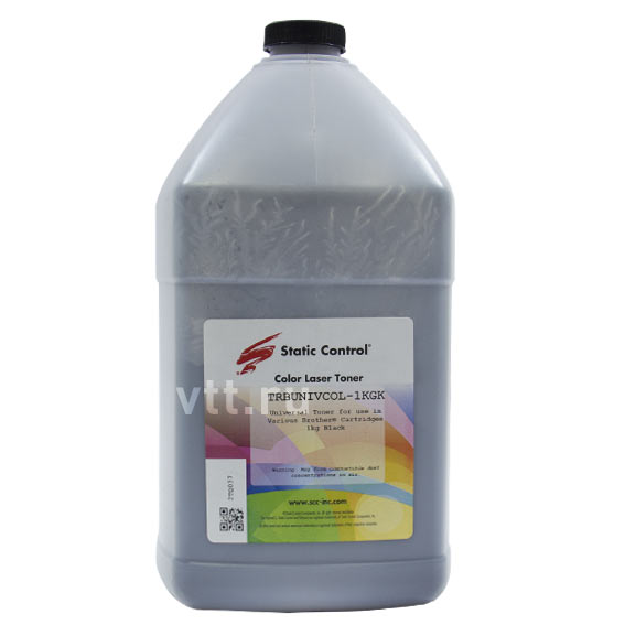 Тонер Static Control Универсальный для Brother Color, Bk, 1 кг, флакон